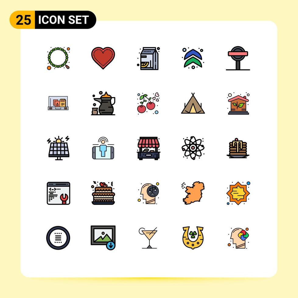 25 cores planas de linha cheia de vetores temáticos e símbolos editáveis de setas de relatório de inscrição pak elementos de design de vetores editáveis