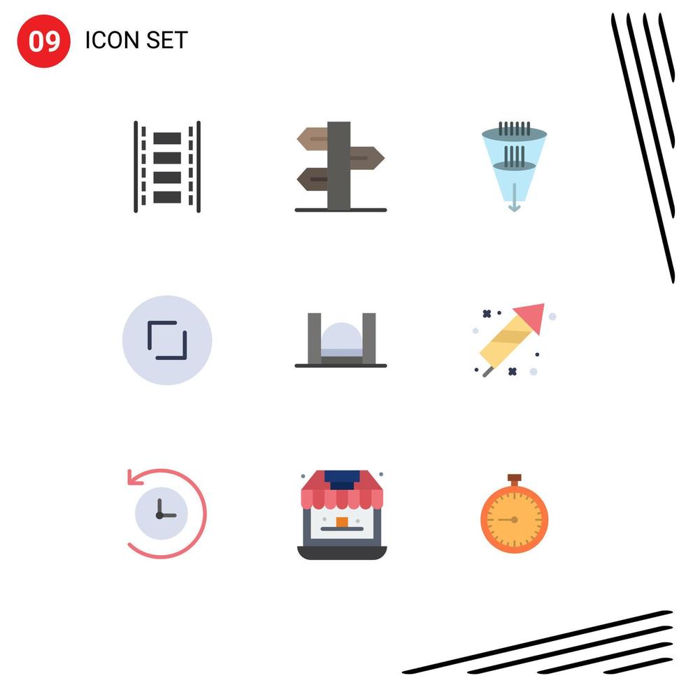 pacote de ícones vetoriais de estoque de 9 sinais e símbolos de linha para zoom, círculo, setas de inverno, filtragem, elementos de design de vetores editáveis