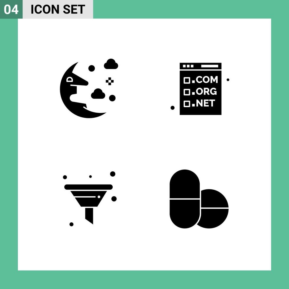 4 ícones criativos, sinais modernos e símbolos do céu de filtro de nuvem com elementos de design de vetores editáveis