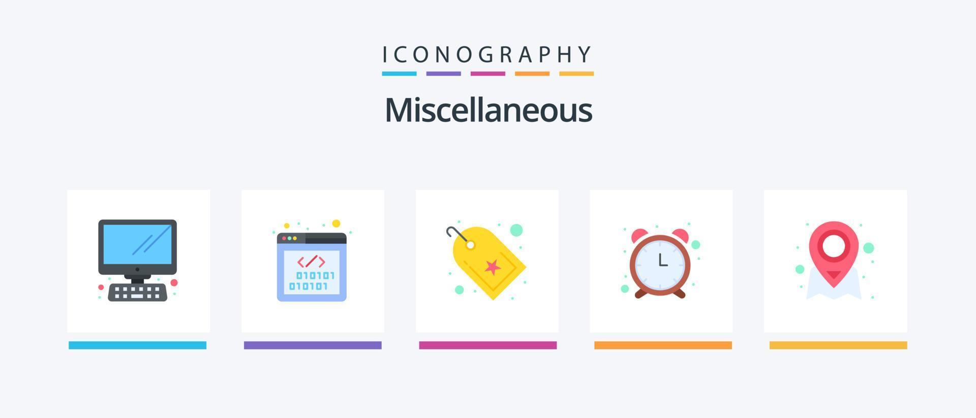 pacote de ícones diversos do plano 5, incluindo mapa. marca páginas. ver. alarme. design de ícones criativos vetor