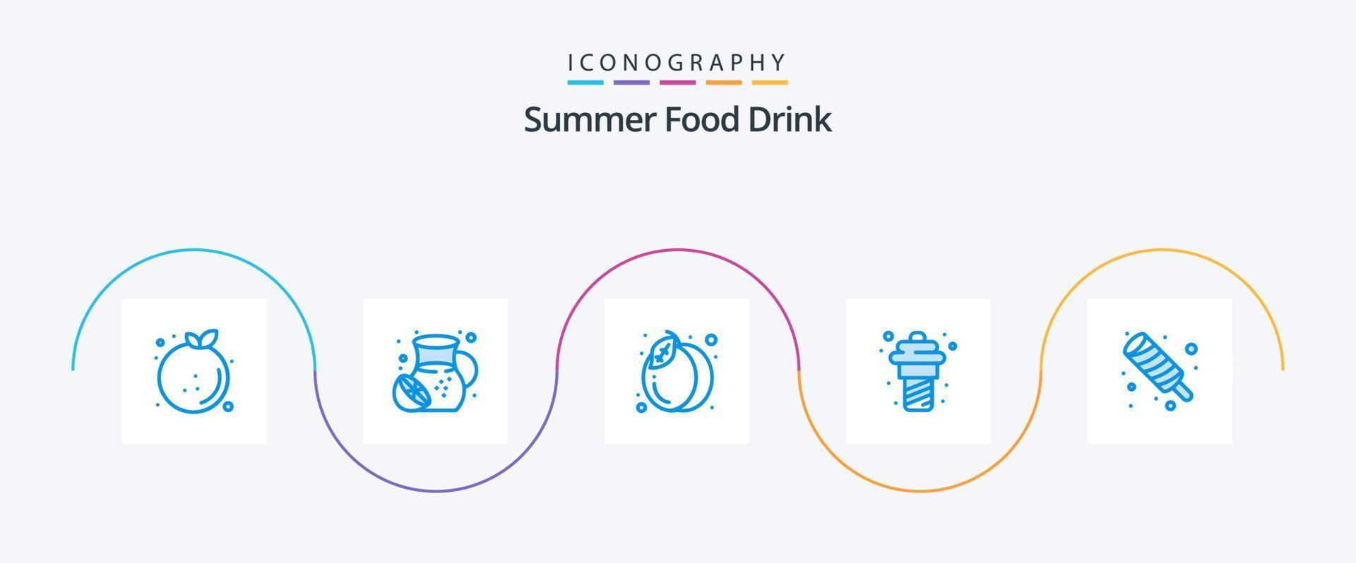 pacote de ícones de bebida de comida de verão azul 5, incluindo verão. sorvete. limonadas. Comida. fruta vetor