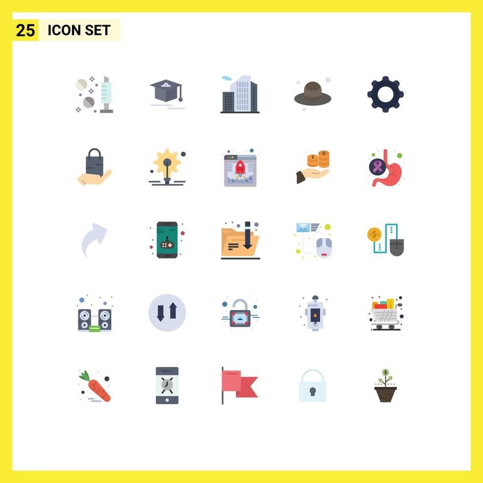 conjunto de pictogramas de 25 cores planas simples de elementos de design de vetores editáveis de dia de aplicativo imobiliário básico móvel