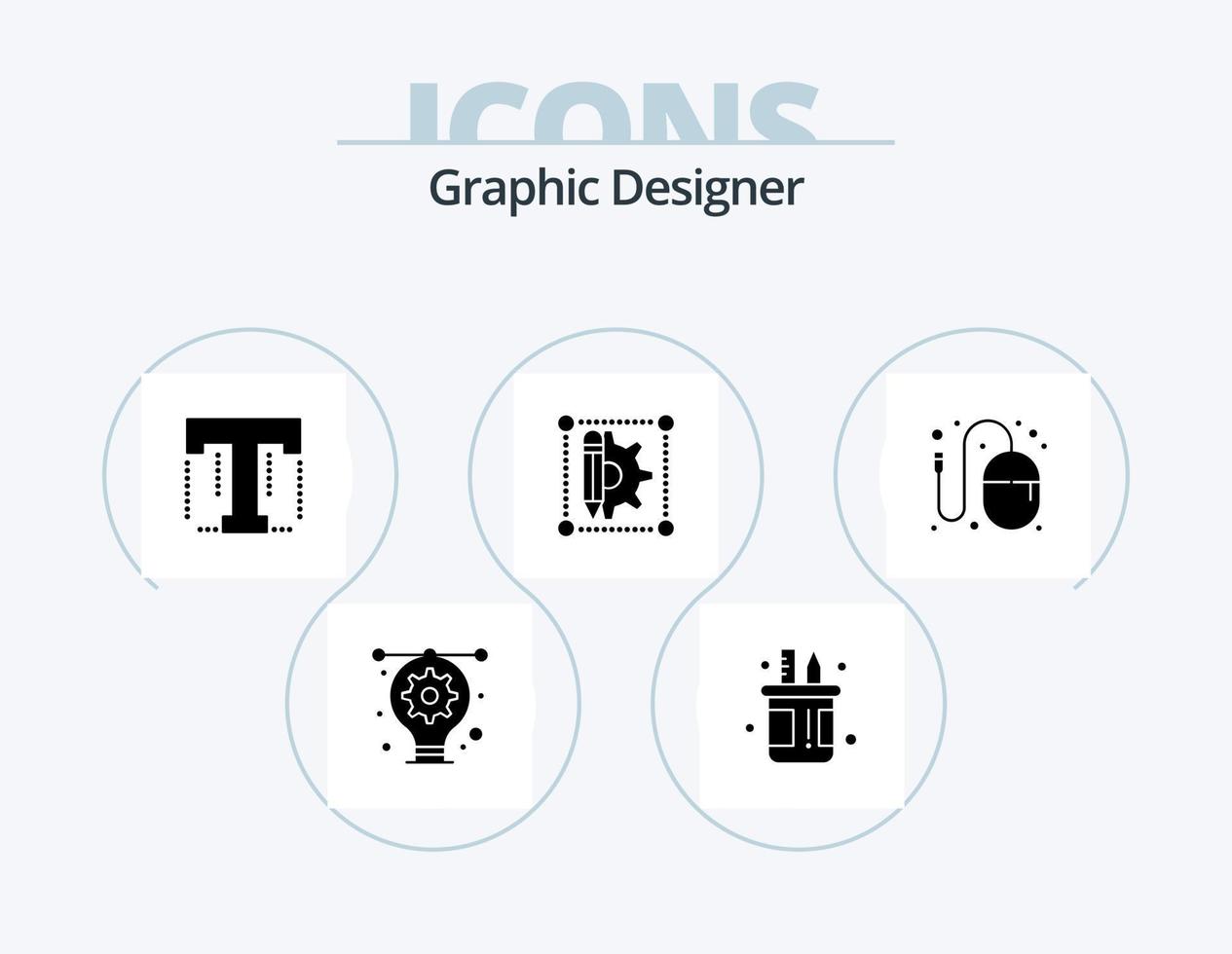 designer gráfico glifo ícone pack 5 design de ícone. Projeto. engrenagem. Panela. Projeto. desenhista vetor