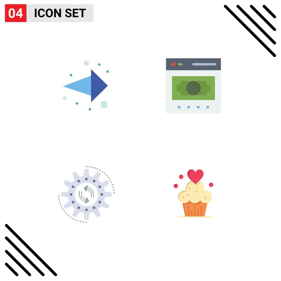 4 pacote de ícones planos de interface de usuário de sinais e símbolos modernos de elementos de design de vetores editáveis de tarefa de dinheiro de negócios de processo de seta