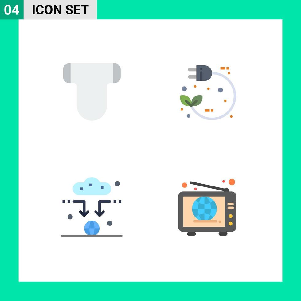 grupo de símbolos de ícone universal de 4 ícones planos modernos de pampers de antena de bebê plugue elementos de design de vetores editáveis de sinal