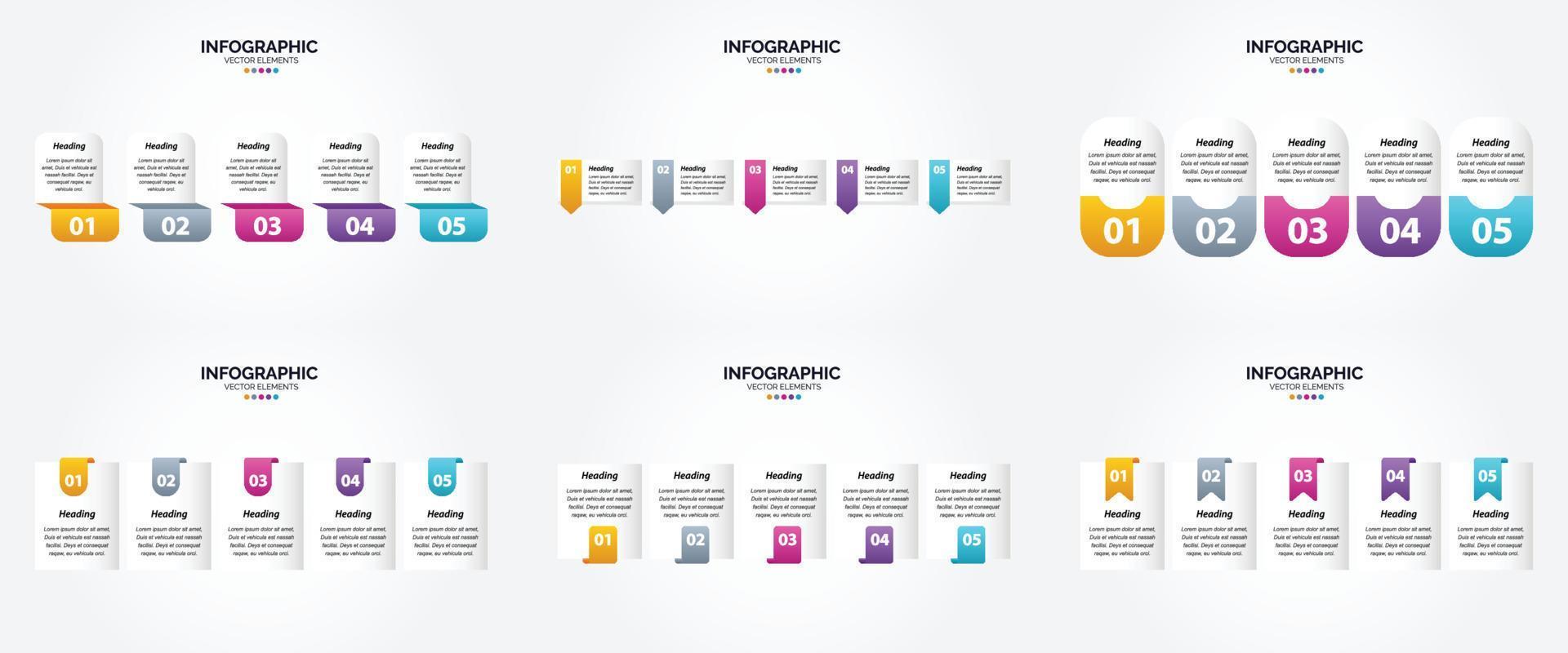 conjunto de design plano de infográficos de ilustração vetorial para folheto publicitário e revista vetor