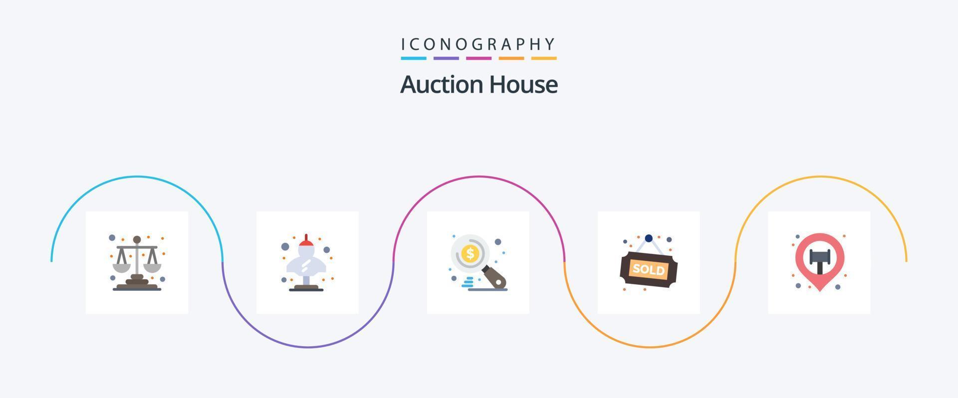 pacote de ícones de leilão plano 5, incluindo localização. propriedade. grego. lar. SEO vetor