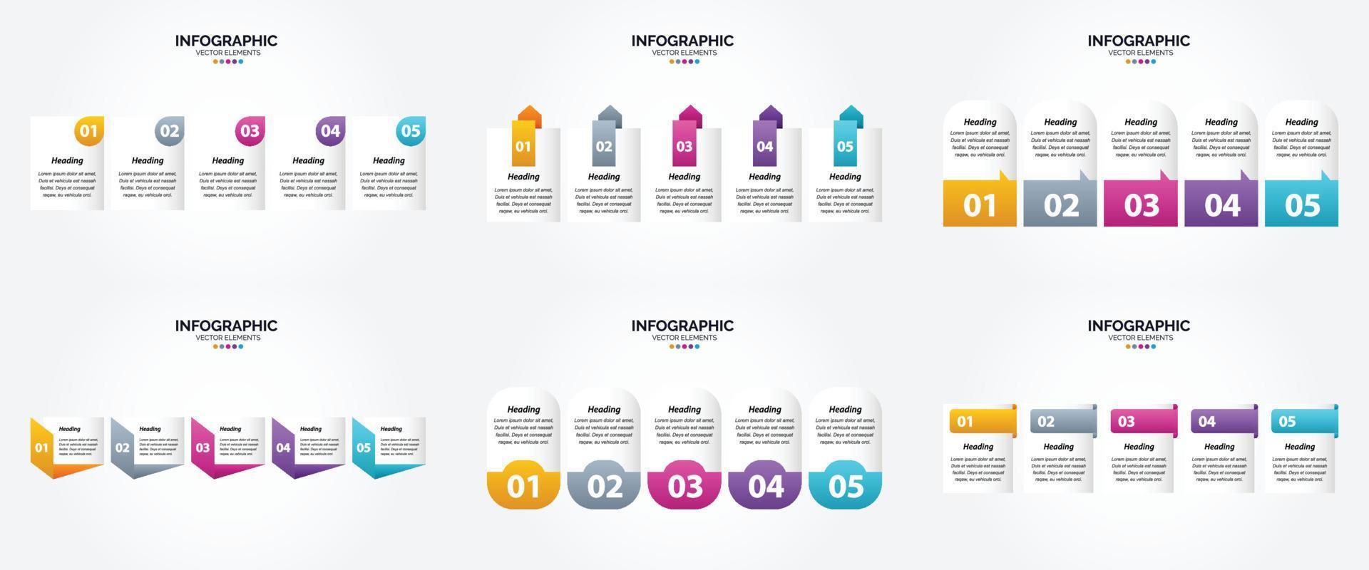 conjunto de design plano de infográficos de ilustração vetorial para folheto publicitário e revista vetor