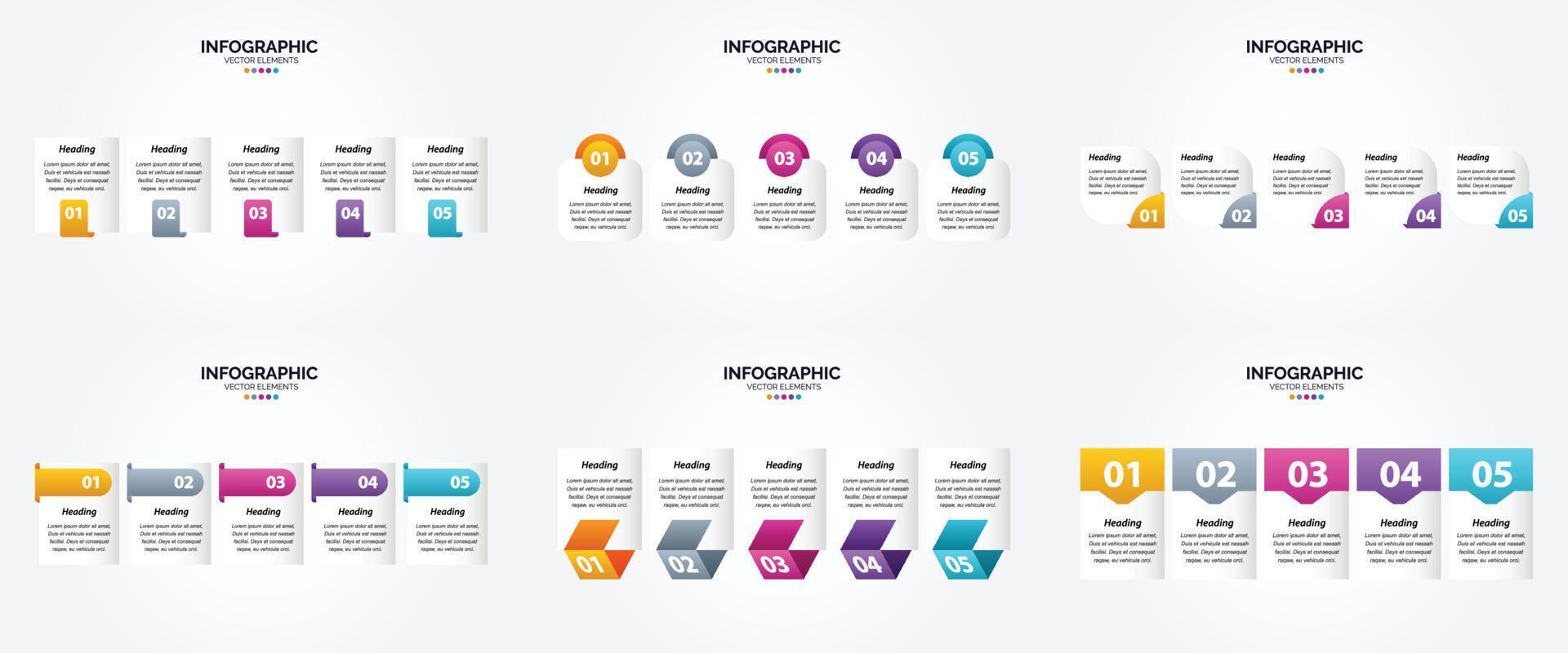 conjunto de design plano de infográficos de ilustração vetorial para folheto publicitário e revista vetor