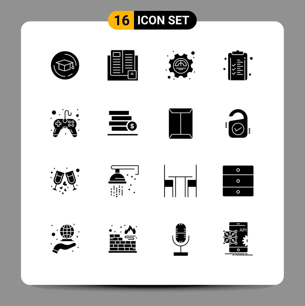 conjunto de 16 sinais de símbolos de ícones de interface do usuário modernos para elementos de design de vetores editáveis de negócios de eficiência de controlador financeiro