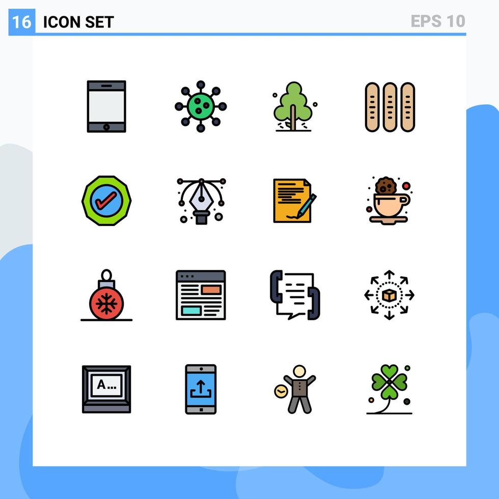 16 sinais de linha cheia de cores planas universais símbolos de festival logístico natureza outono pão elementos de design de vetores criativos editáveis