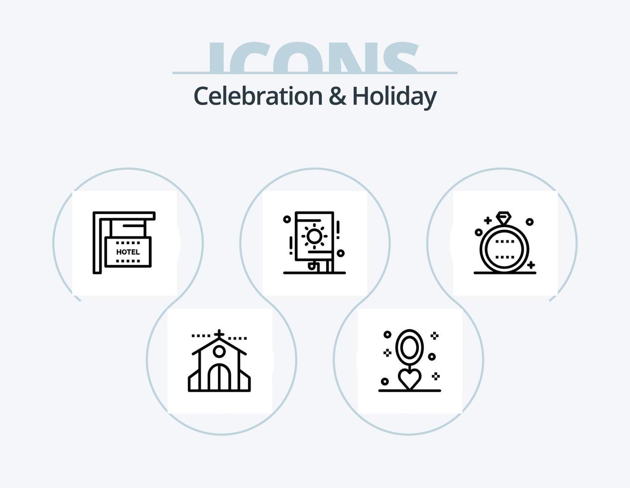 celebração e ícone de linha de férias pack 5 design de ícone. feriado. evento. Festa. celebração. casado vetor