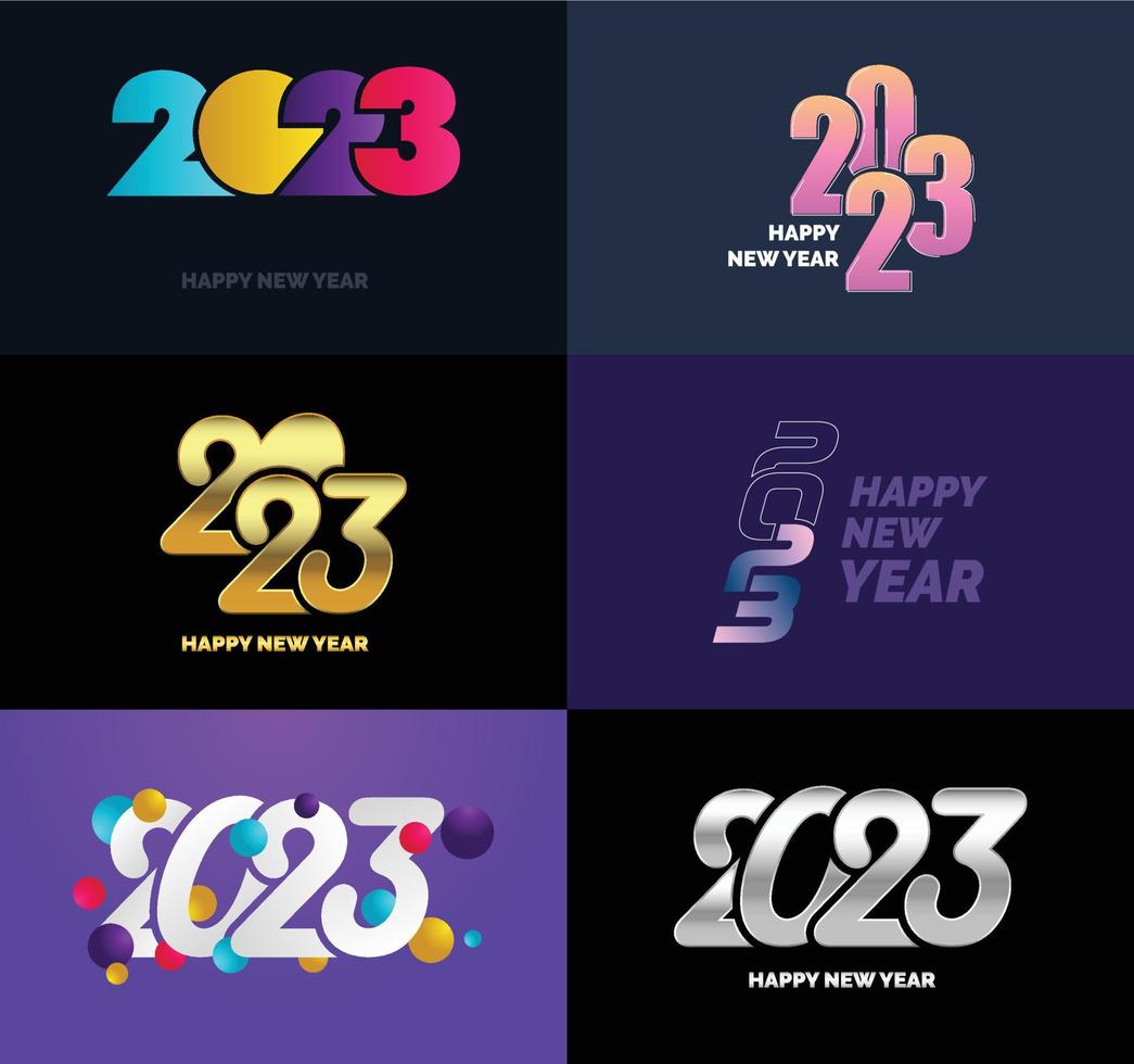 grande conjunto de design de texto de logotipo de feliz ano novo de 2023 modelo de design de número de 2023 vetor