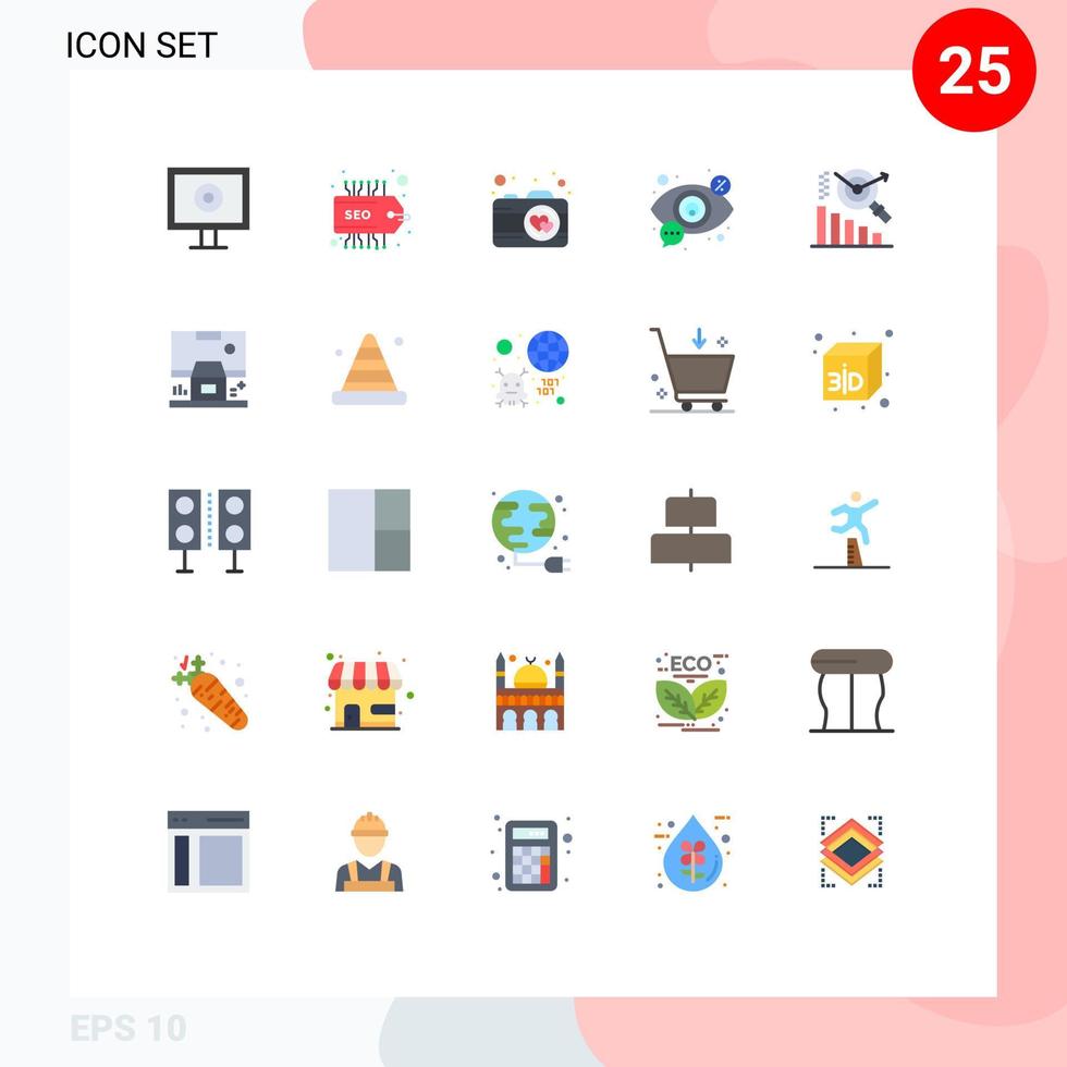 grupo de 25 sinais e símbolos de cores planas para imagens de gráfico de cabine elementos de design de vetores editáveis de exibição de negócios