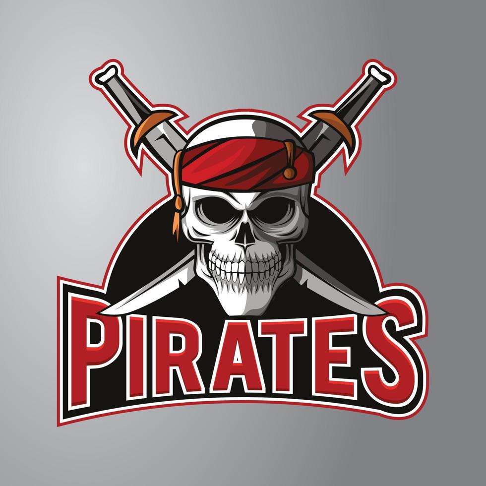 logotipo da mascote dos piratas do crânio vetor