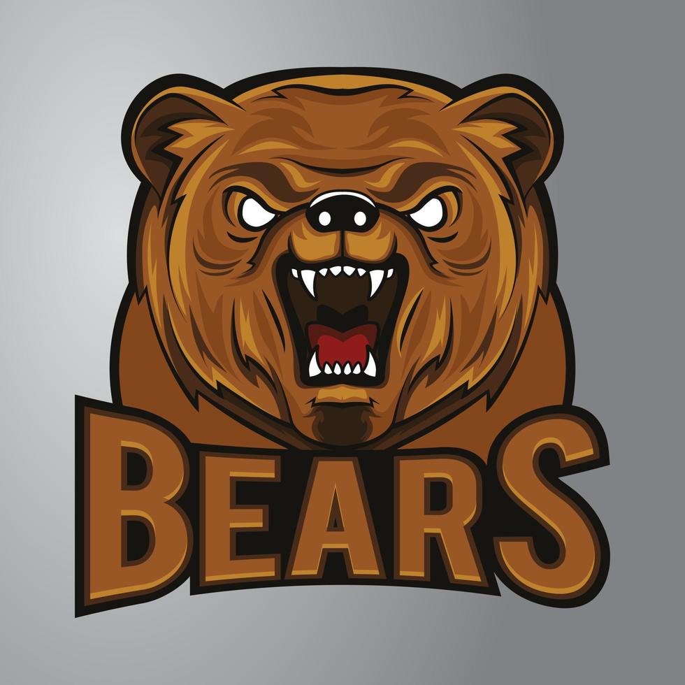 logotipo da mascote do urso zangado vetor