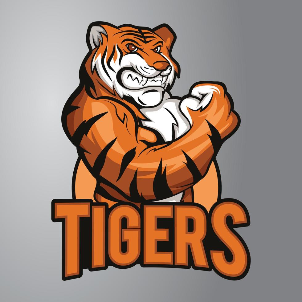 logotipo mascote tigre forte vetor