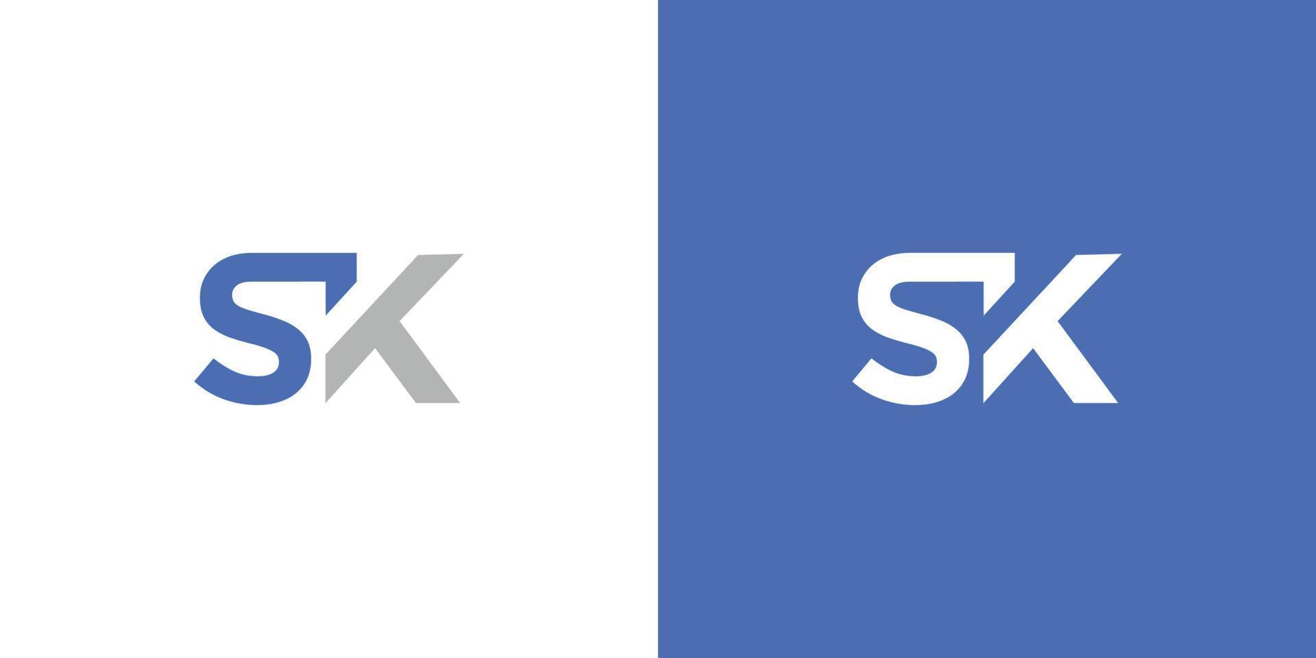 design de logotipo moderno e forte com as iniciais sk 2 vetor