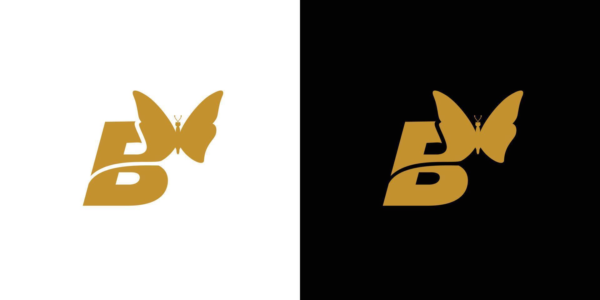 este design de logotipo de borboleta com a letra b é único e atraente vetor