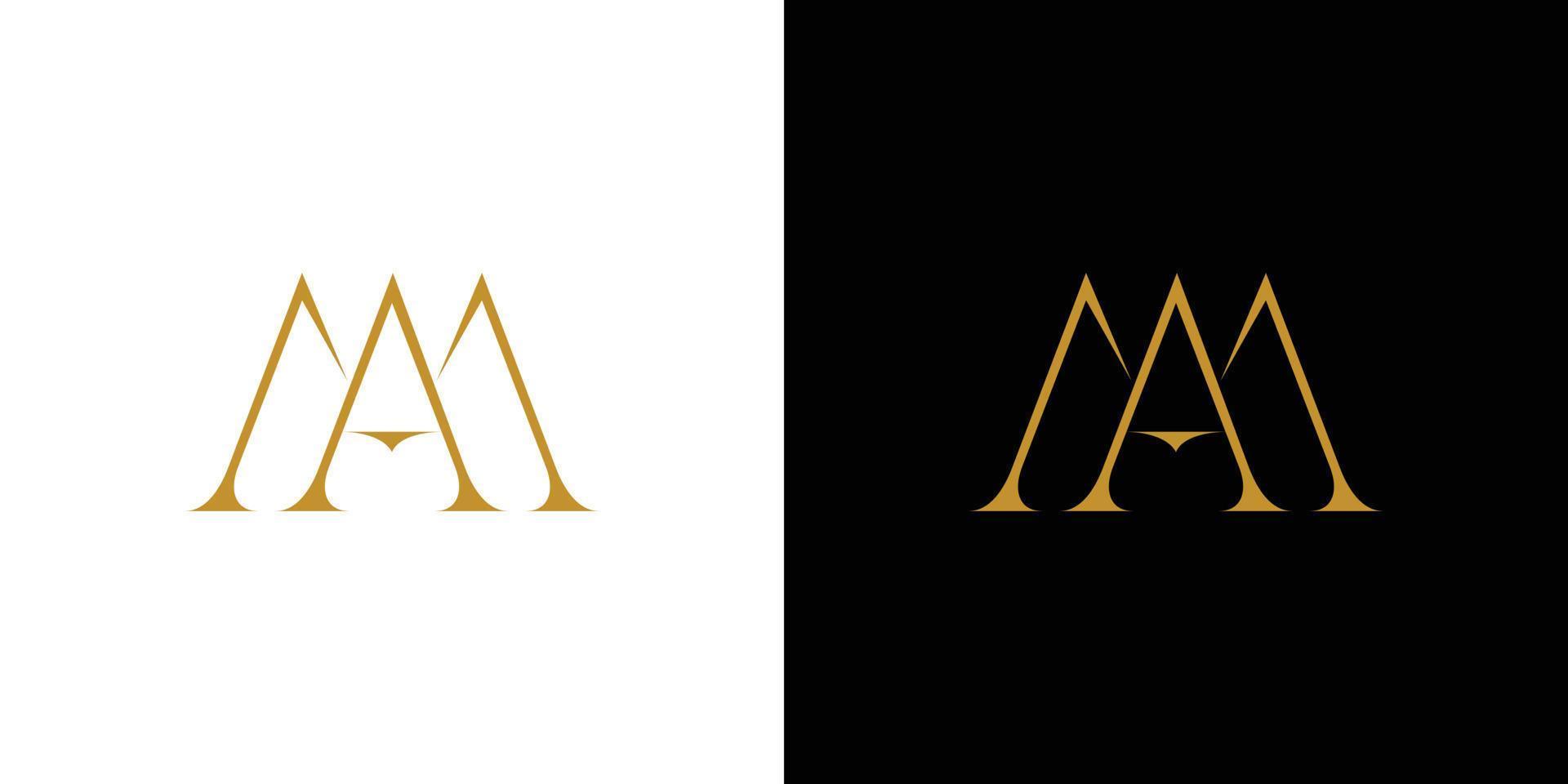 a letra do logotipo das iniciais am é um design elegante e luxuoso vetor