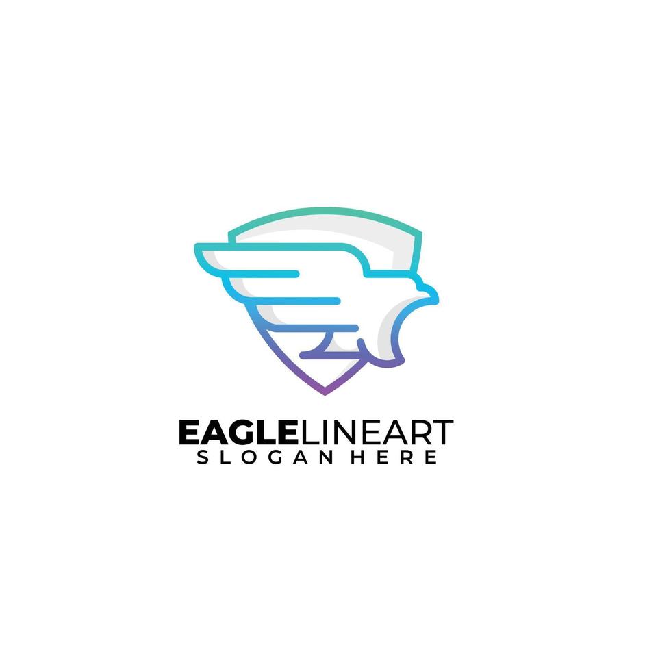 modelo de logotipo de arte de linha de design de emblema de águia cor gradiente vetor