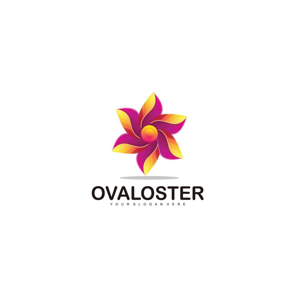 ícone de logotipo colorido gradiente de design de flor vetor