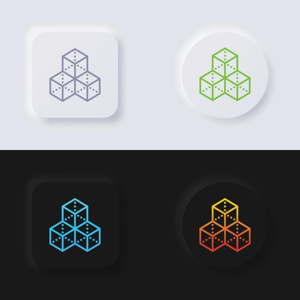 Conjunto de ícones de objetos de holograma 3D, design de interface do usuário suave de botão de neumorfismo multicolorido para web design, interface do usuário de aplicativo e muito mais, botão, vetor. vetor