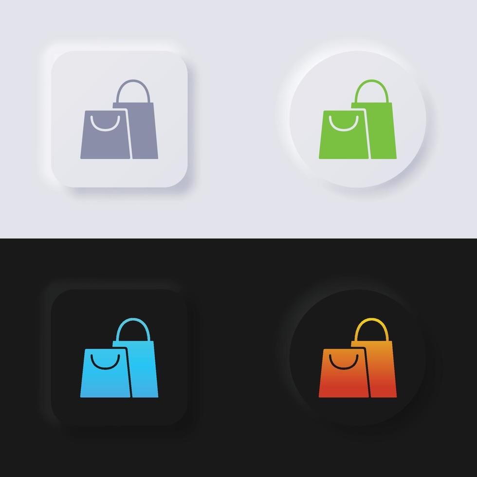 conjunto de ícones de sacola de compras, design de interface do usuário suave de botão de neumorfismo multicolorido para web design, interface do usuário de aplicativo e muito mais, conjunto de ícones, botão, vetor. vetor