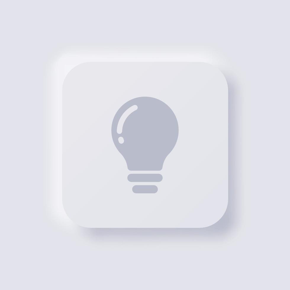 ícone de lâmpada, design de interface do usuário macio de neumorfismo branco para web design, interface do usuário do aplicativo e muito mais, botão, vetor. vetor
