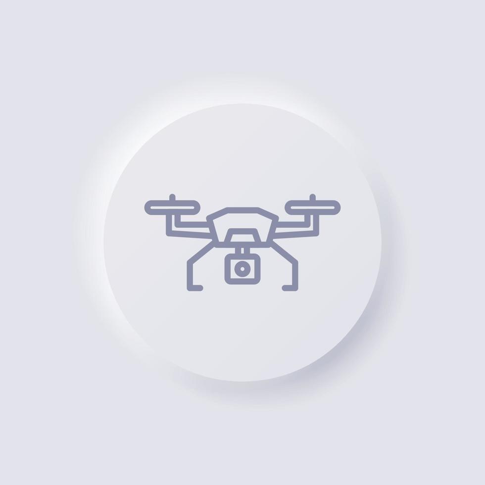 ícone do drone, design de interface do usuário suave de neumorfismo branco para web design, interface do usuário do aplicativo e muito mais, botão, vetor. vetor