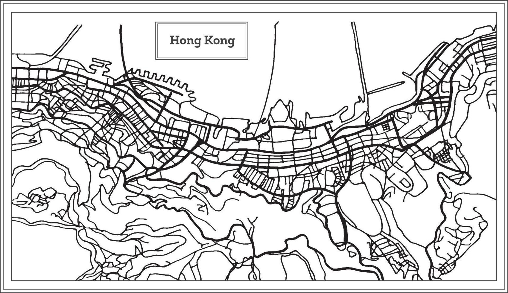 Mapa da cidade de Hong Hong China na cor preto e branco. vetor