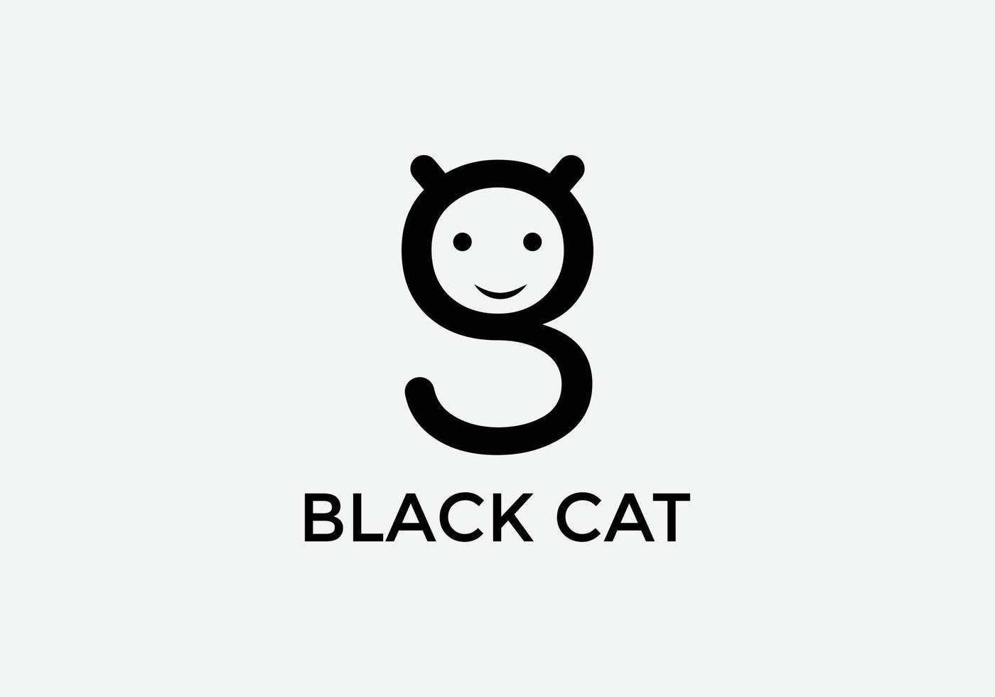 design de logotipo de emblema de animal de estimação gato preto gato abstrato vetor