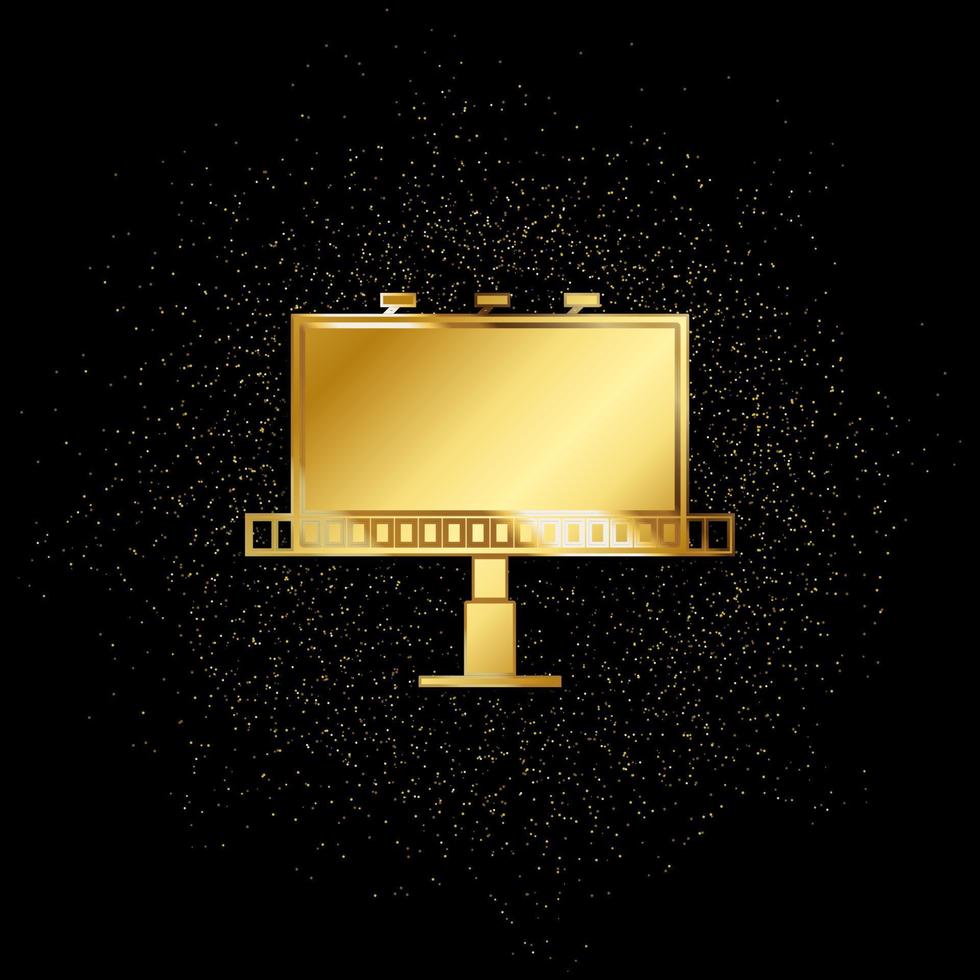 ícone de ouro de outdoor de rua. ilustração em vetor de fundo de partículas douradas. ícone de vetor de ouro