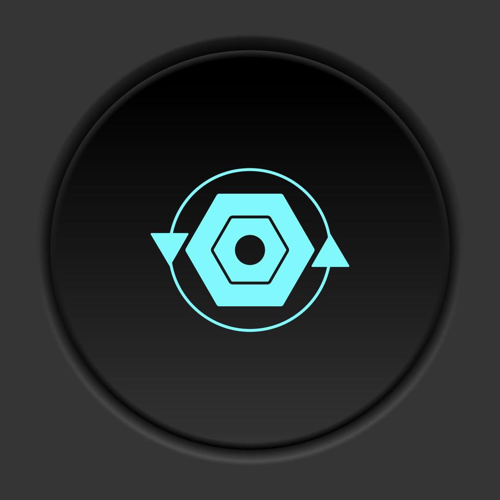 ícone de botão redondo, bioinformática. banner de botão redondo, interface de crachá para ilustração de aplicativo em fundo escuro vetor