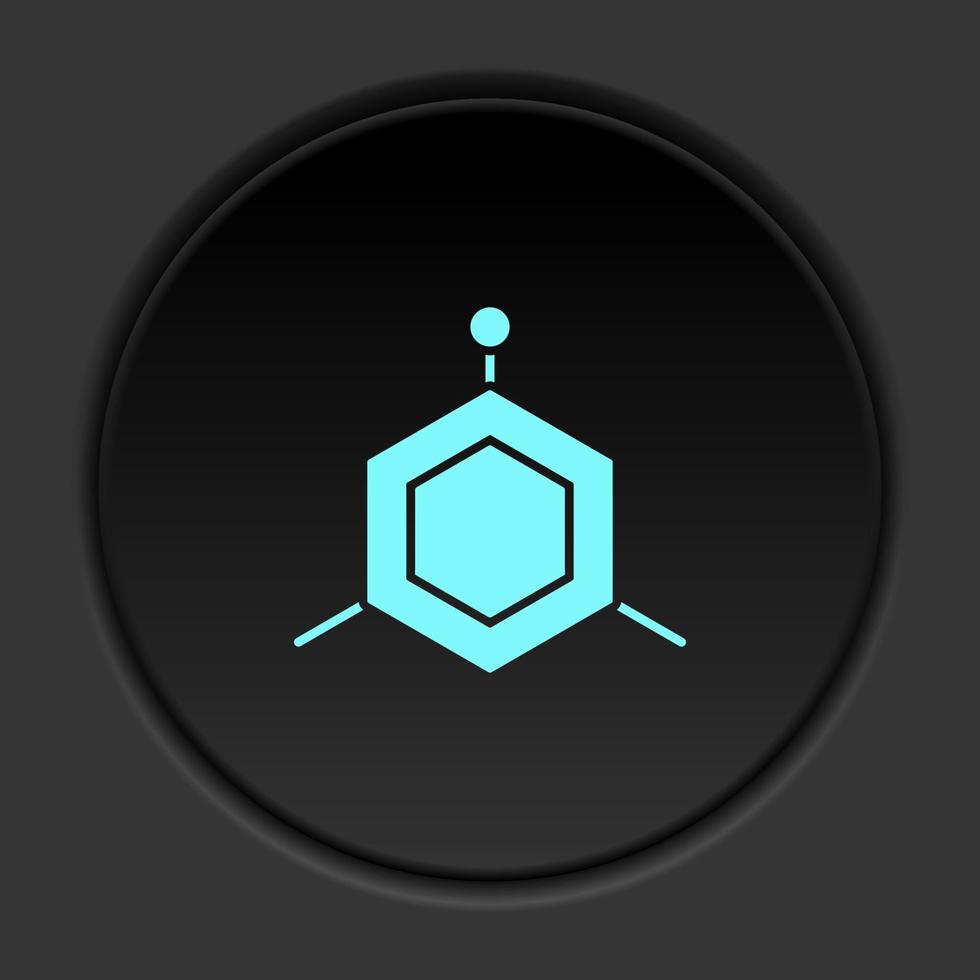 ícone de botão redondo, moléculas. banner de botão redondo, interface de crachá para ilustração de aplicativo em fundo escuro vetor