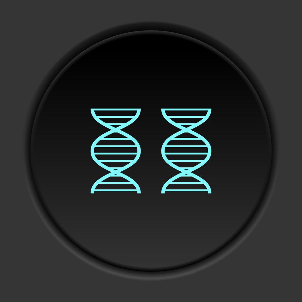 ícone de botão redondo, genoma, dna. banner de botão redondo, interface de crachá para ilustração de aplicativo em fundo escuro vetor