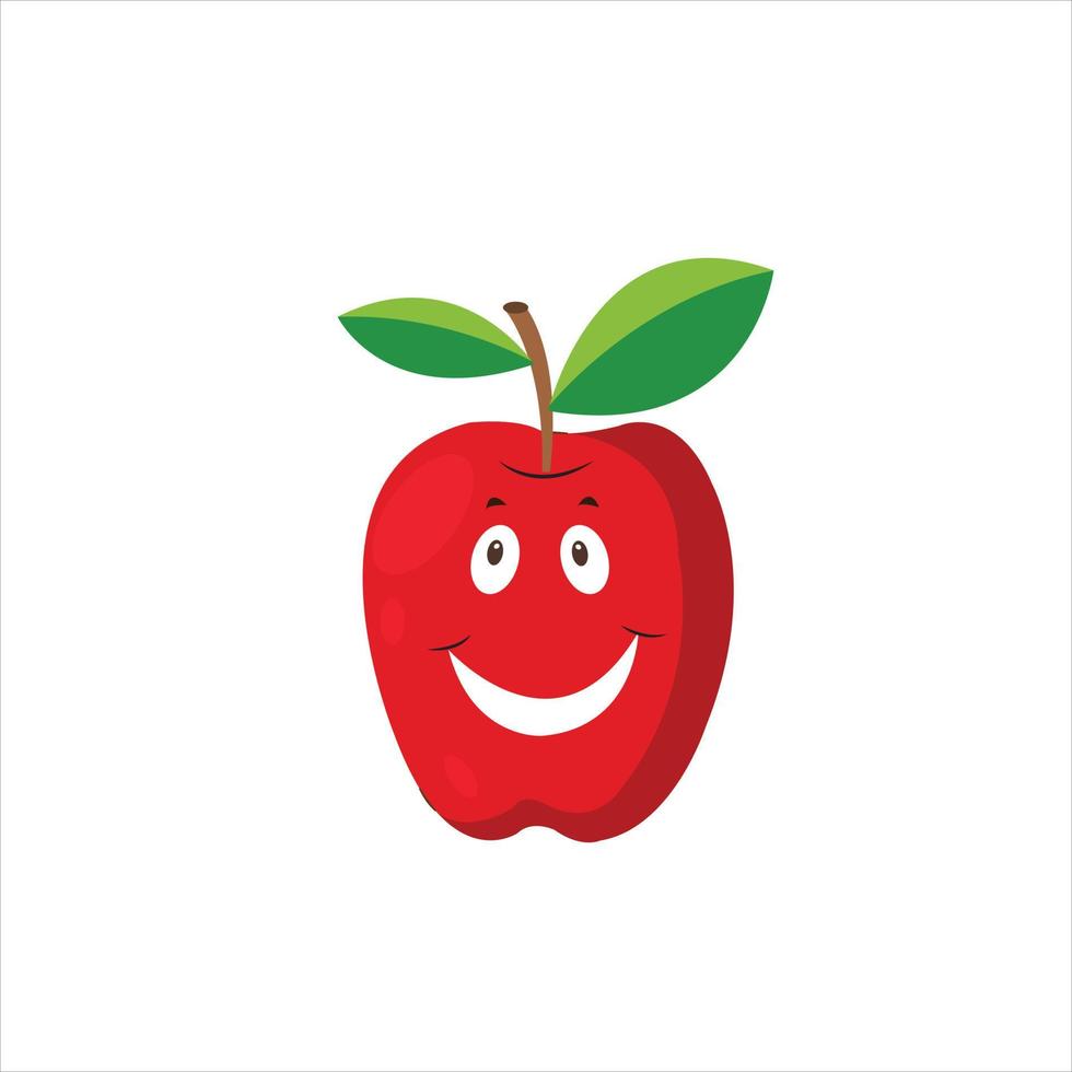 vetor maçã vermelha com cara feliz