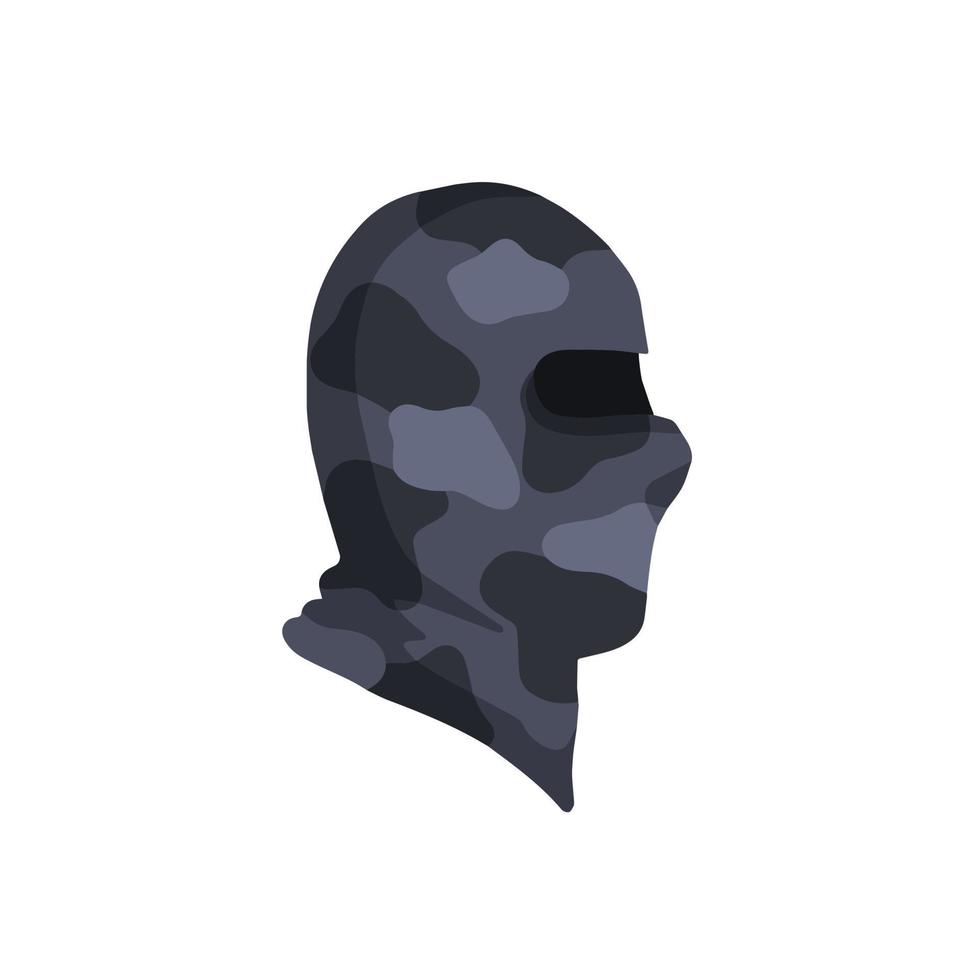 balaclava para disfarçar. máscara protetora verde de militar e um ladrão. ícone plano de cabeça de soldado vetor
