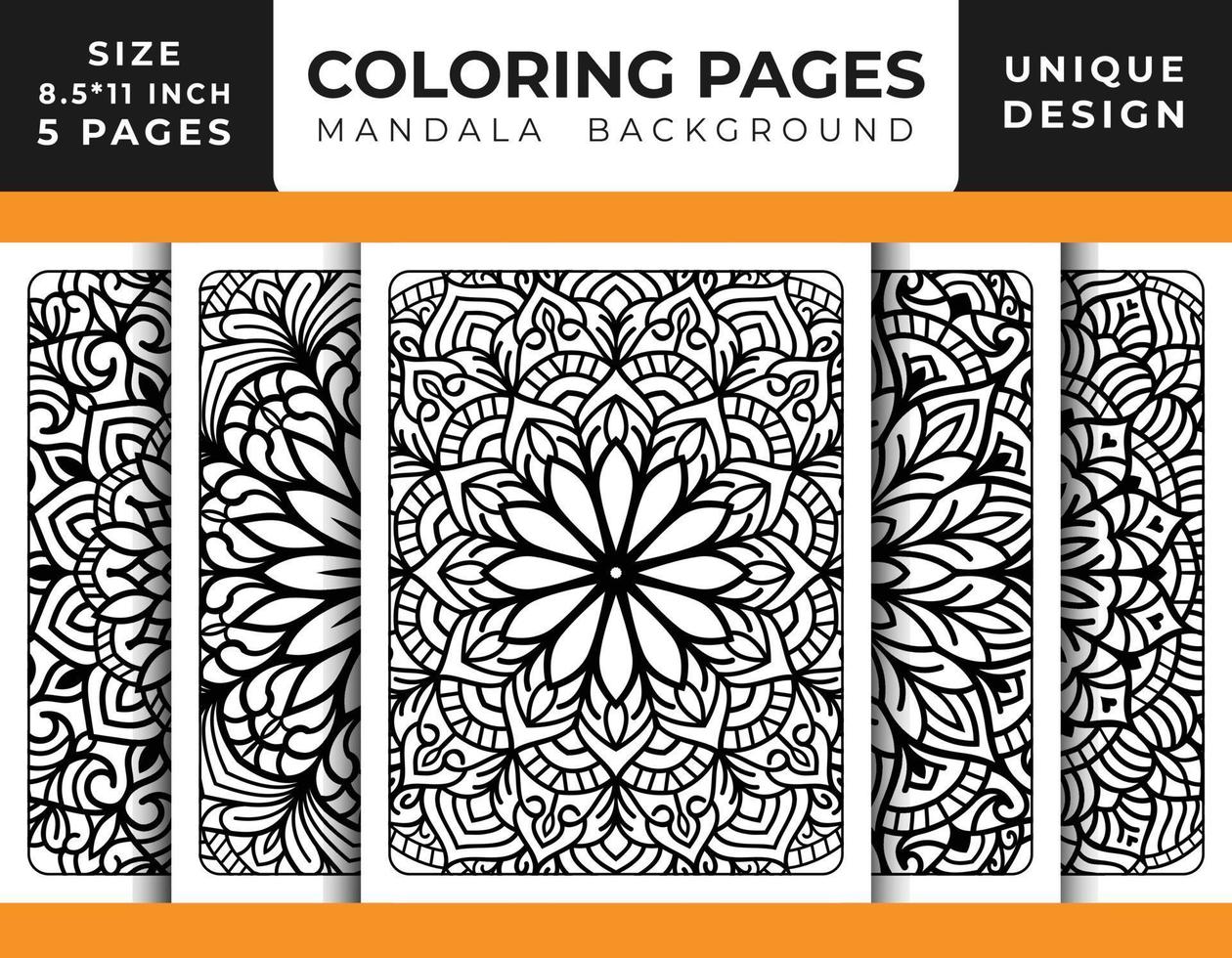 página de coloração de padrão floral de mandala para relaxamento de adultos, fundo de mandala de páginas para colorir, páginas para colorir de mandala em preto e branco, vetor de padrão de arte de linha delineado desenhado à mão de mandala