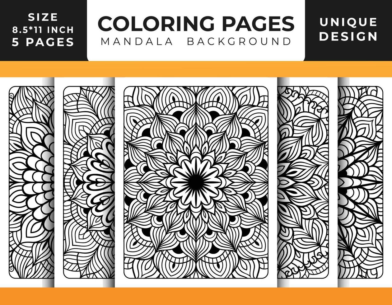 página de coloração de padrão floral de mandala para relaxamento de adultos, fundo de mandala de páginas para colorir, páginas para colorir de mandala em preto e branco, vetor de padrão de arte de linha delineado desenhado à mão de mandala