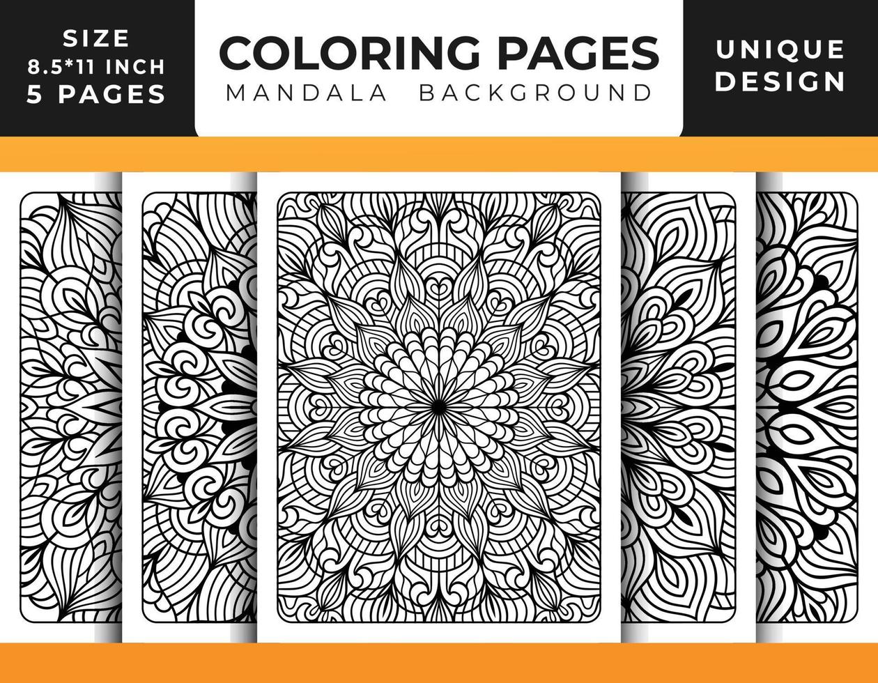 página de coloração de padrão floral de mandala para relaxamento de adultos, fundo de mandala de páginas para colorir, páginas para colorir de mandala em preto e branco, vetor de padrão de arte de linha delineado desenhado à mão de mandala