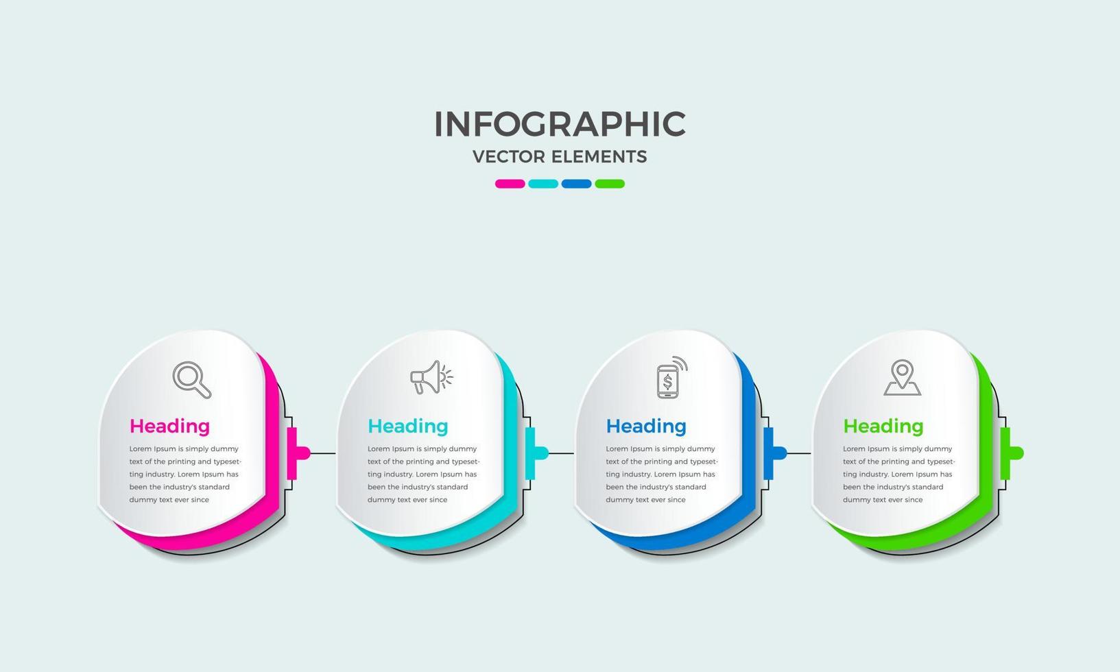 infográfico de negócios com modelo de design de elementos de quatro etapas, apresentação de infográfico vetorial, conceito de negócios de infográficos vetor