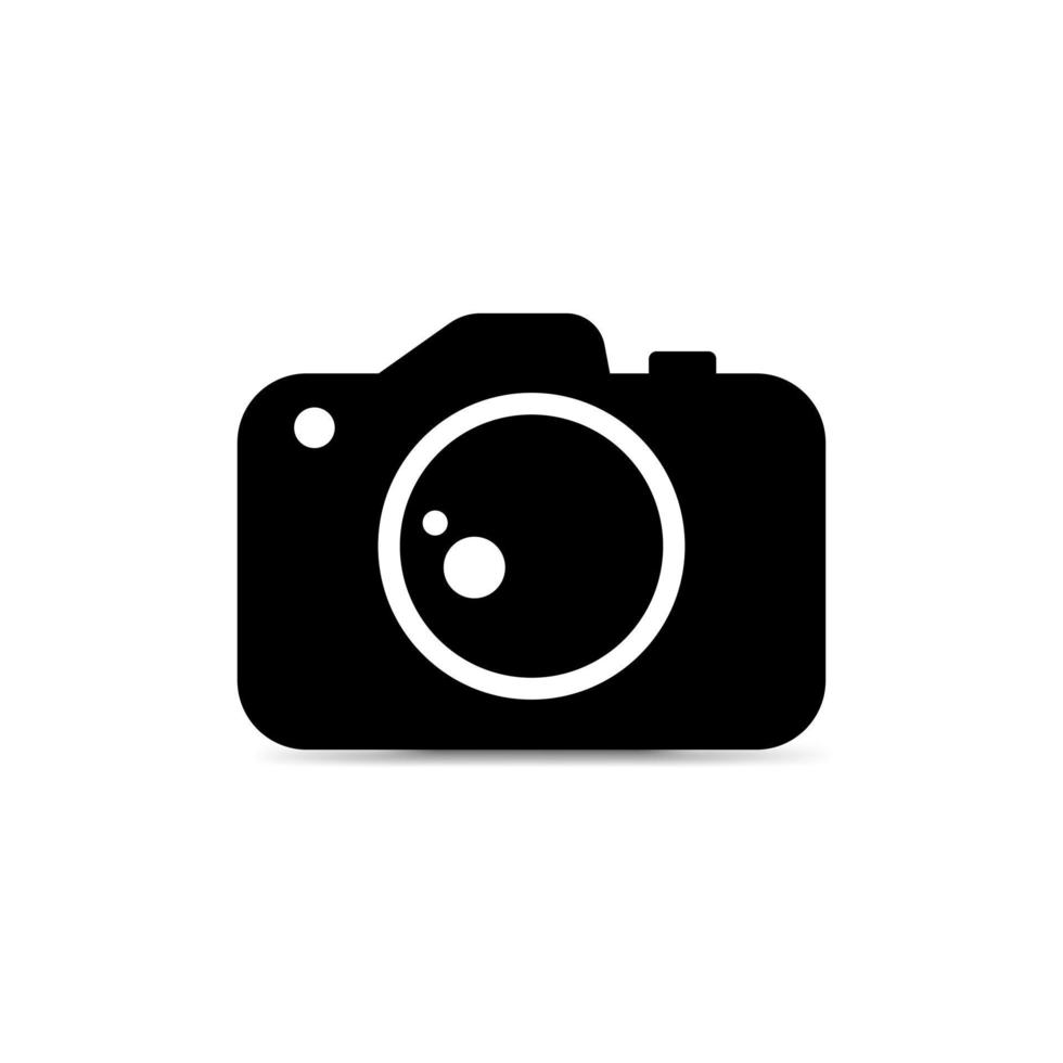 ícone de câmera digital, símbolo de câmera minimalista, sinal de câmera de fotografia em preto e branco - vetor