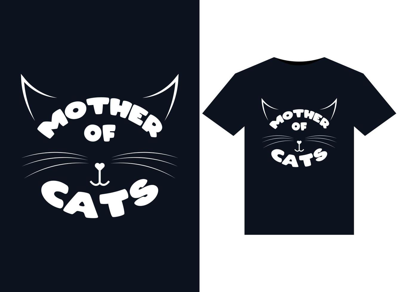 ilustrações de mãe de gatos para design de camisetas prontas para impressão vetor