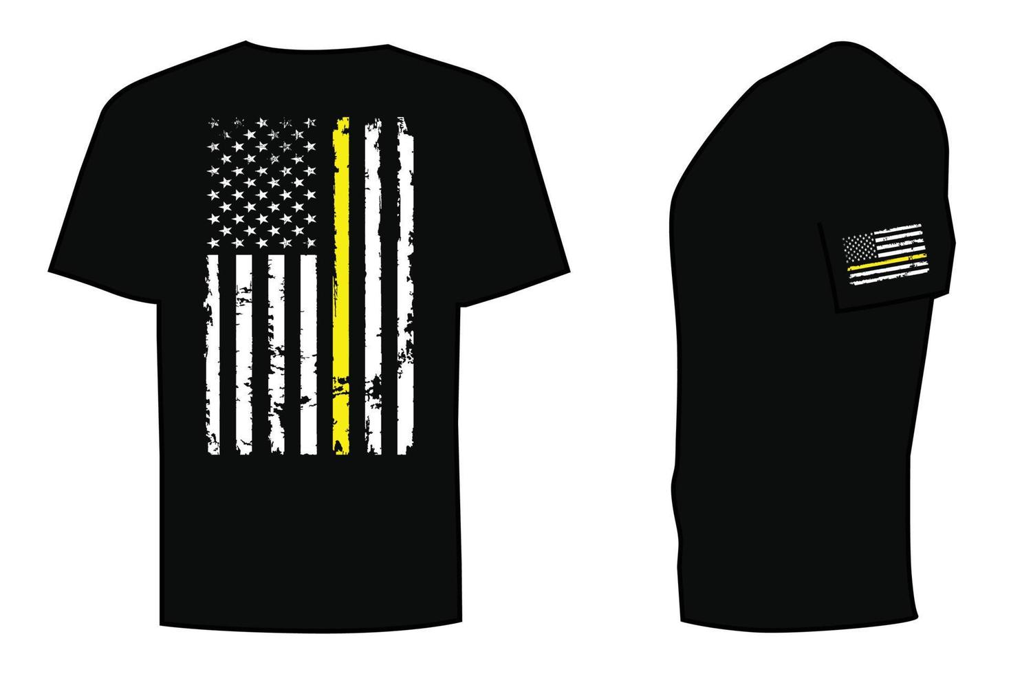 design de camiseta de linha amarela fina de bandeira americana vetor