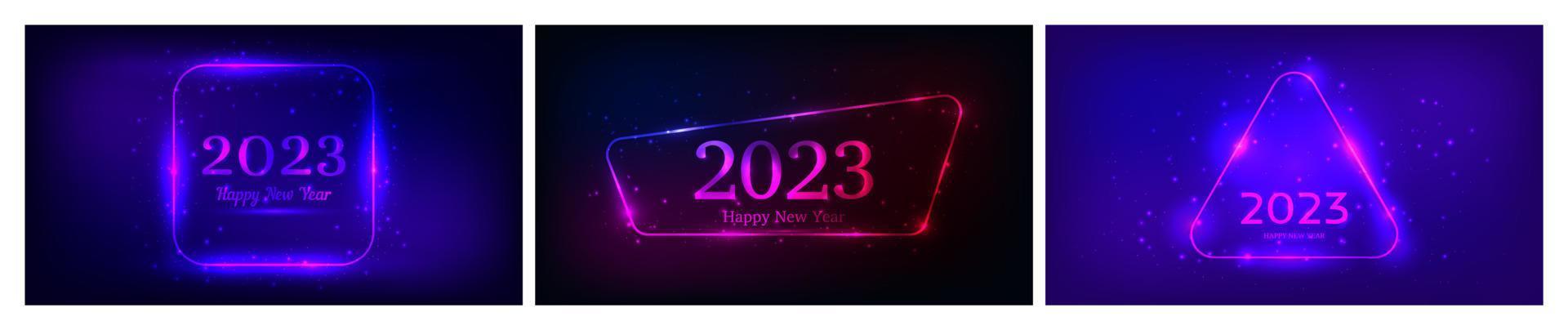 2023 feliz ano novo fundo neon vetor