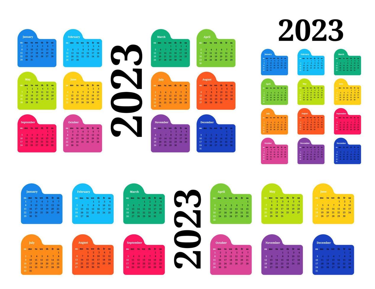 calendário para 2023 isolado em um fundo branco vetor