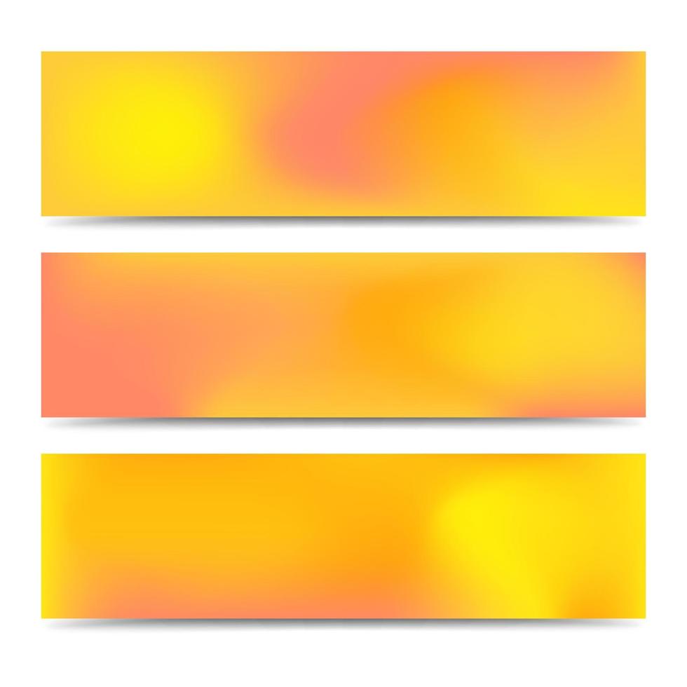 conjunto de bandeiras amarelas gradiente turva suave abstrata. abstrato multicolorido criativo. ilustração vetorial vetor
