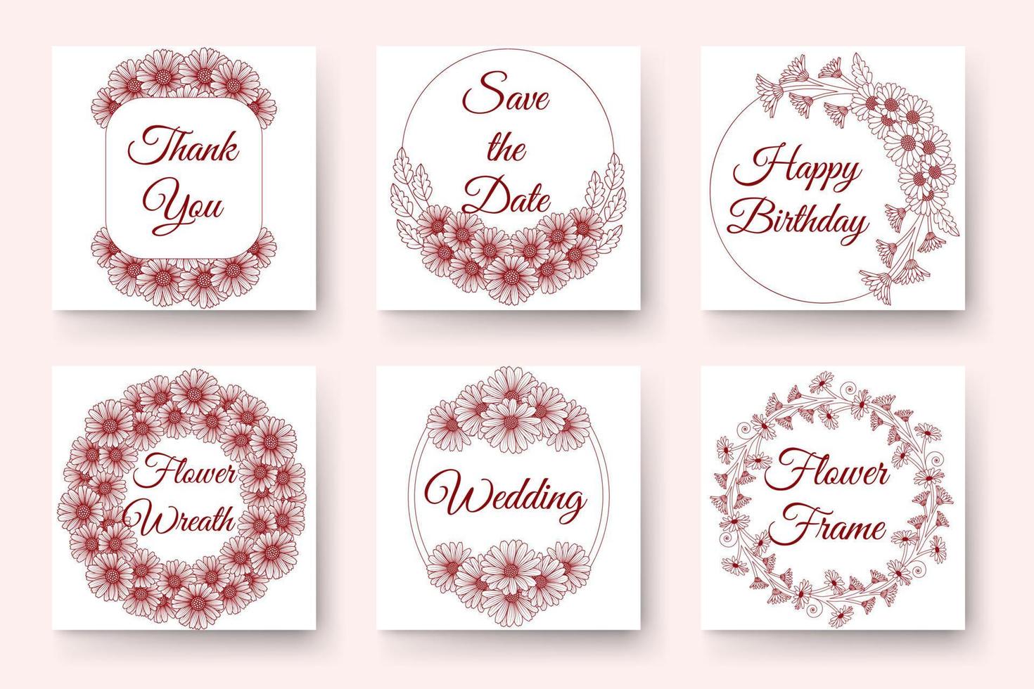 design de coroa de flores desenhadas à mão com elementos florais para cartão de convite de casamento de ano novo de aniversário vetor