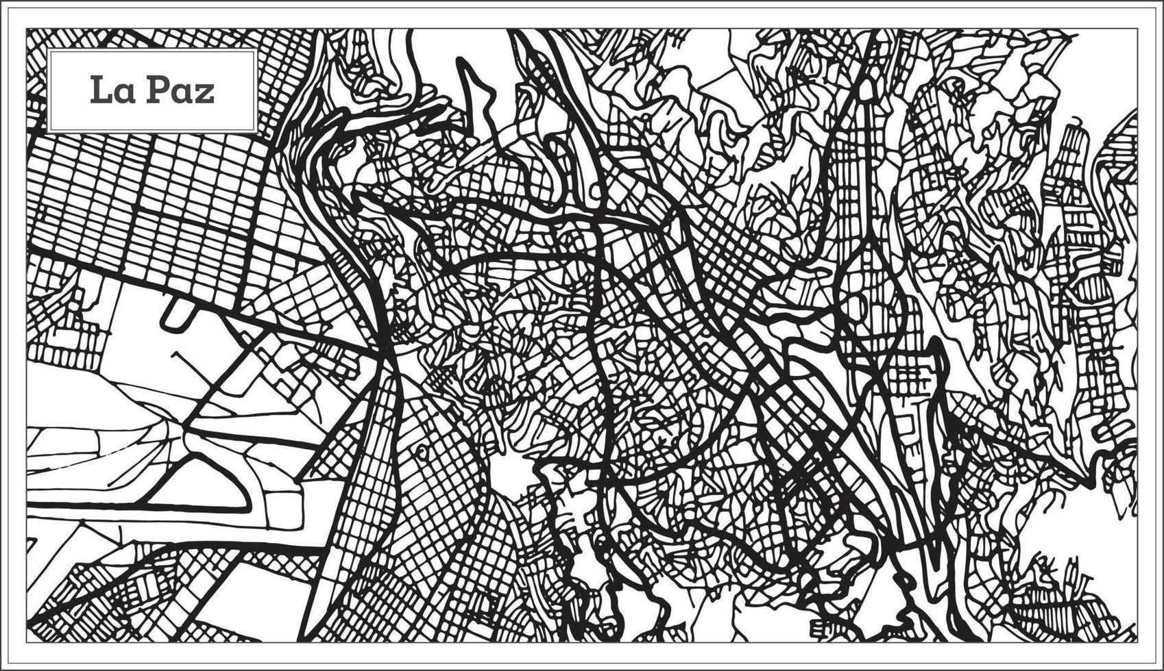 mapa da cidade de la paz bolívia na cor preto e branco. vetor